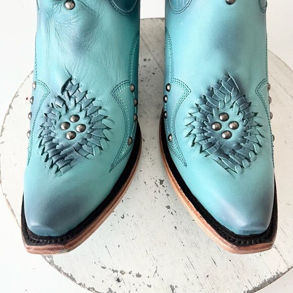 Stylish Turquoise Ankle Boots - Picture 5 of 12